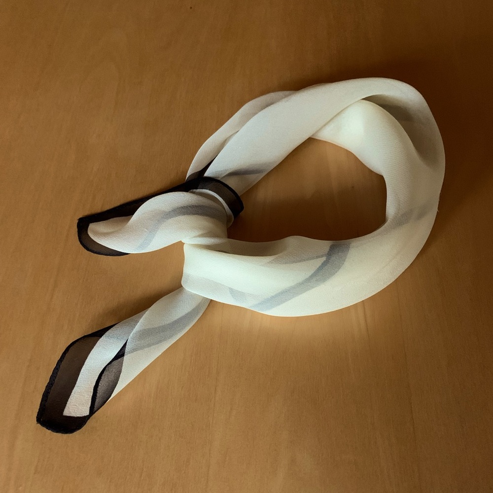 Ann Taylor 100% Silk White & Black Little Silk Scarf